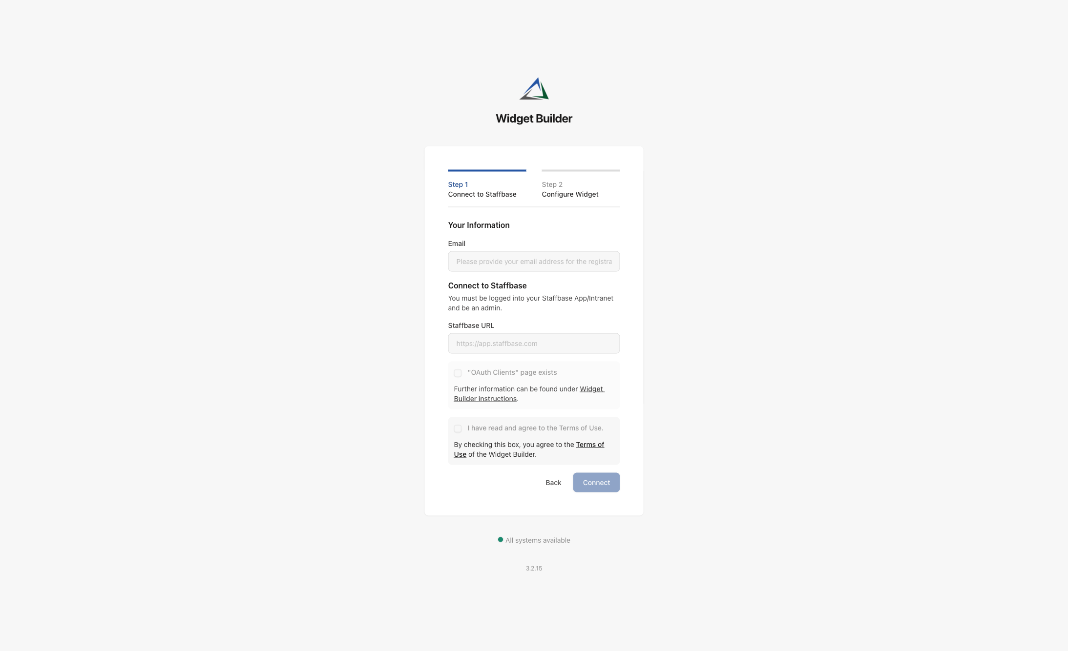 Registration page — Step 1