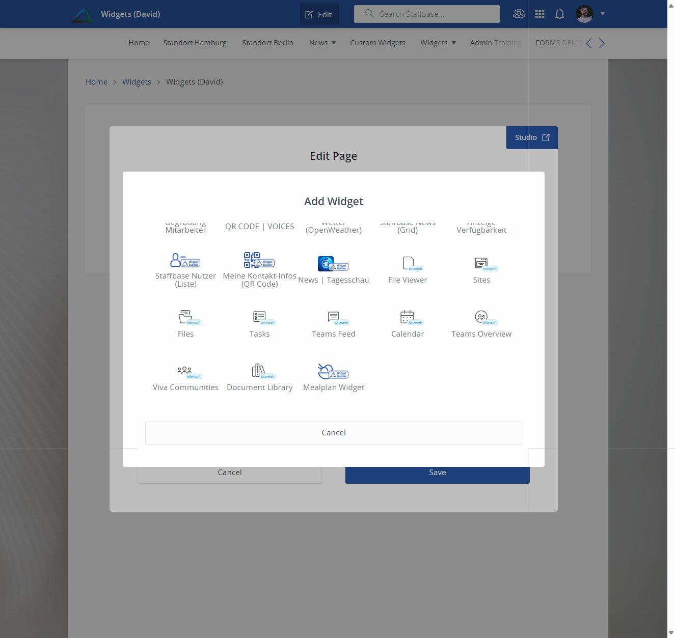 Staffbase Page - Edit Mode