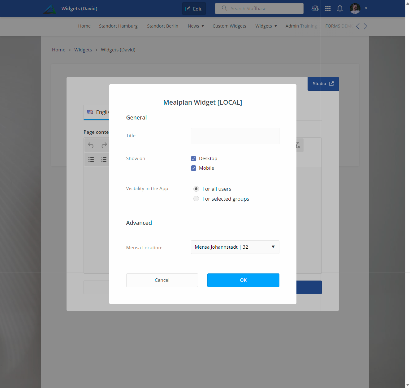 Staffbase Page - Edit Mode