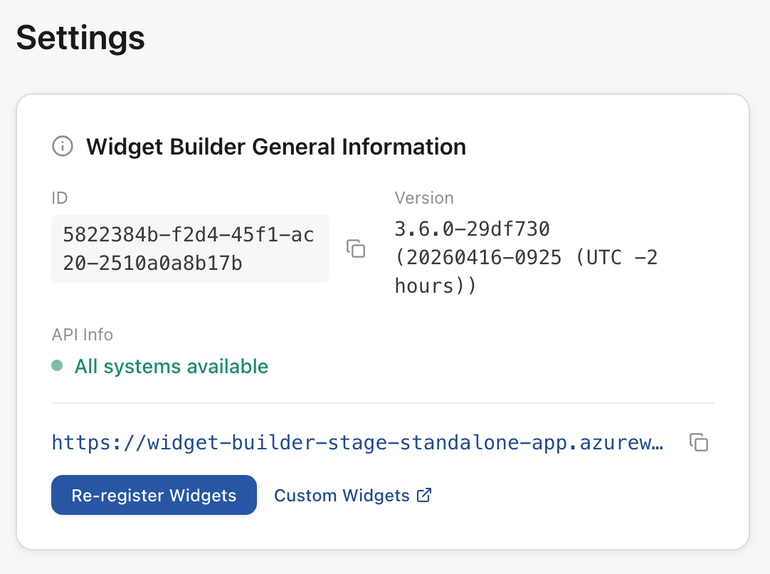 Copy the Widget Bundle URL