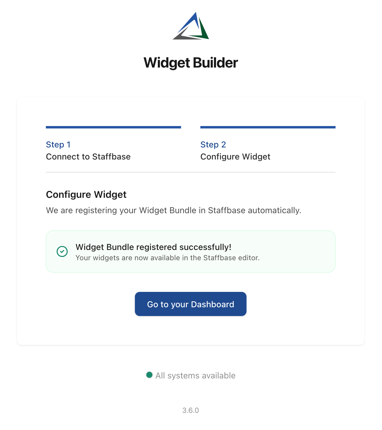 Staffbase connected and widget installation completed