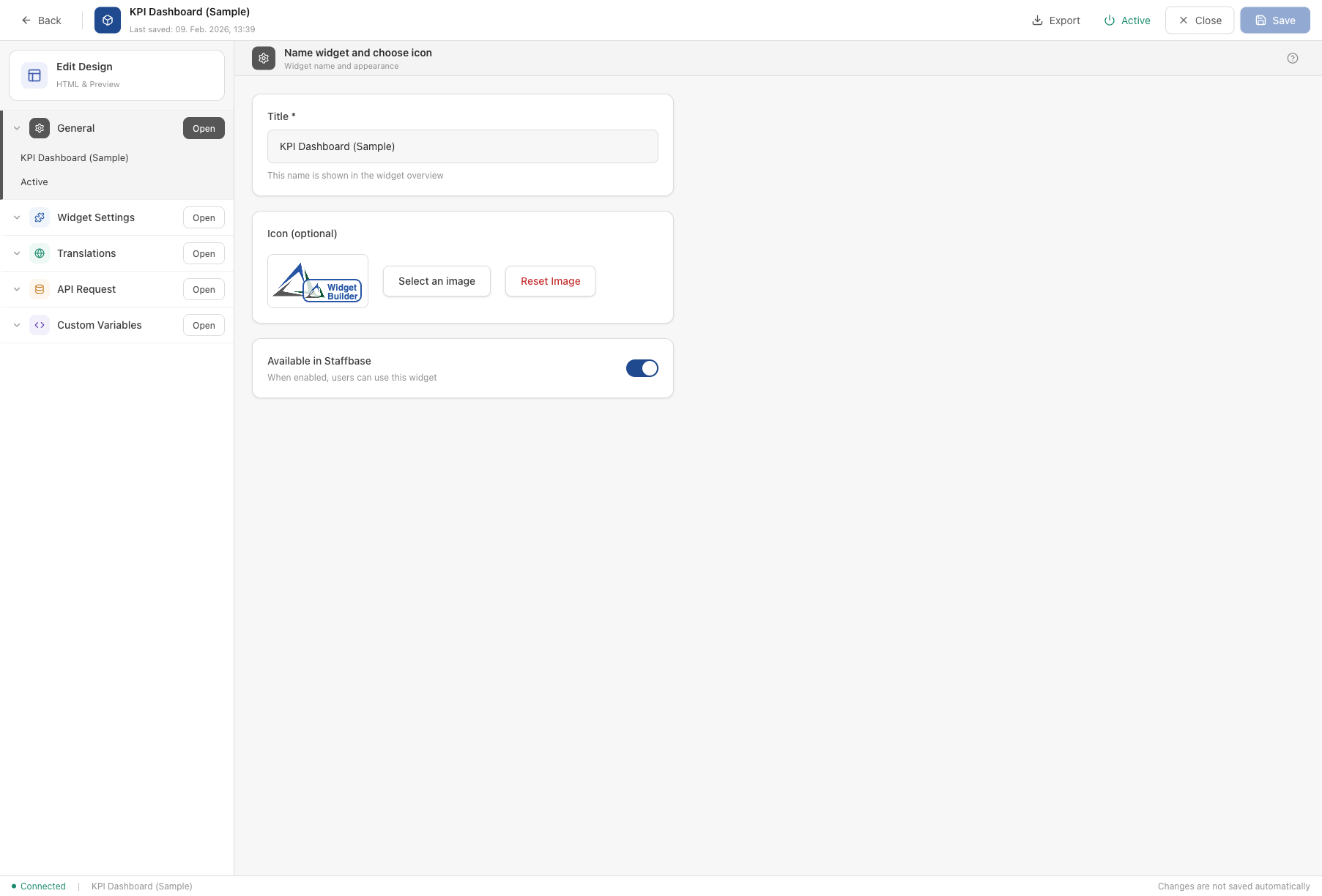 Editor — General tab