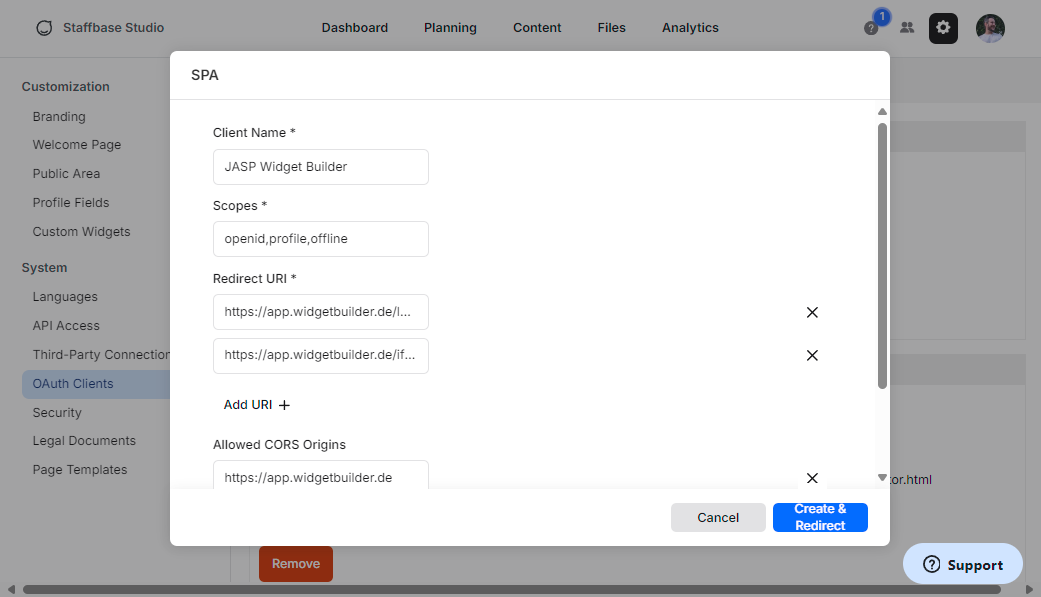 Automatische Weiterleitung zum Staffbase Studio